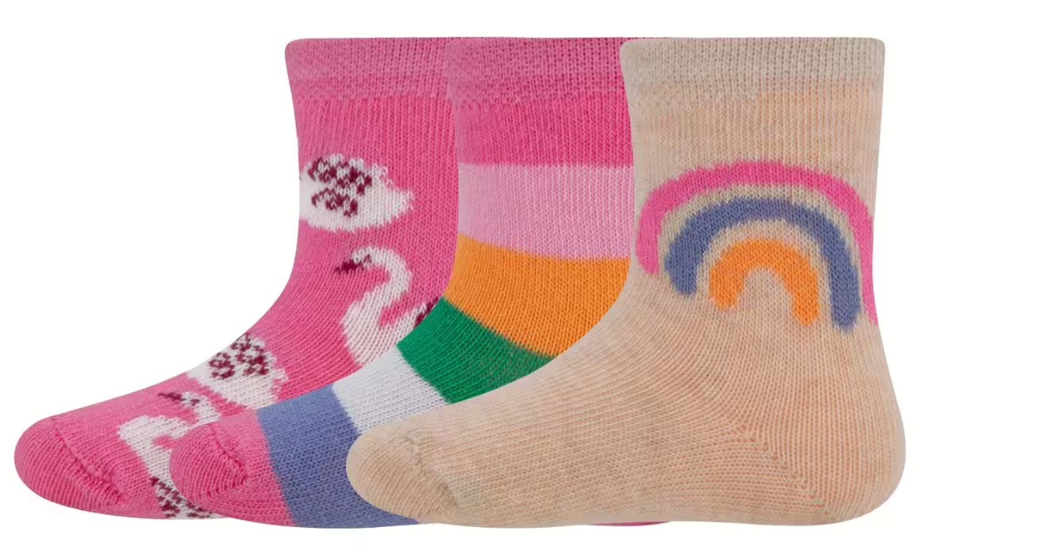 Ewers Socken 3er Pack Regenbogen/Ringel/Schwan